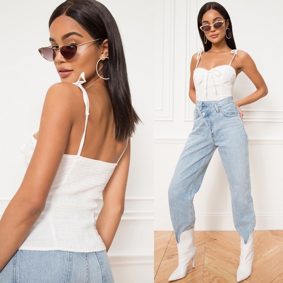 revolve tie strap bustier white corset cami top - Picture 7 of 9